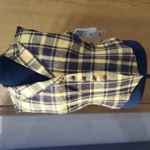 Vintage mondi New old stock with tags yellow plaid wool vest